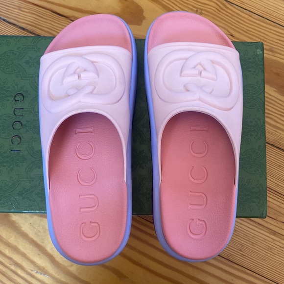 Size 6 pink and purple platform Gucci slides - Picture 4 of 6